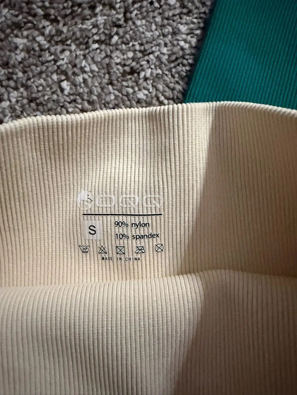 Three Ribbed Seamless Biker Shorts - Teal, Blue, Cream - Picture 5 of 5